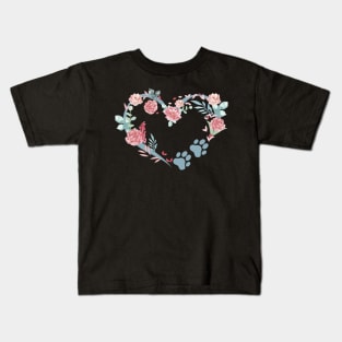 dog paw heart t-shirt ladies Kids T-Shirt